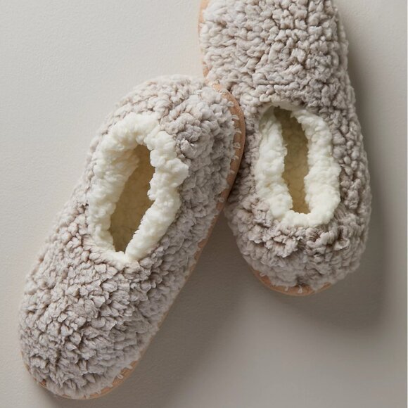 EUC Free People So Soft Sherpa Ballerina Slipper Socks, Gray/Ivory, Size S/M 5-7 - Picture 1 of 14
